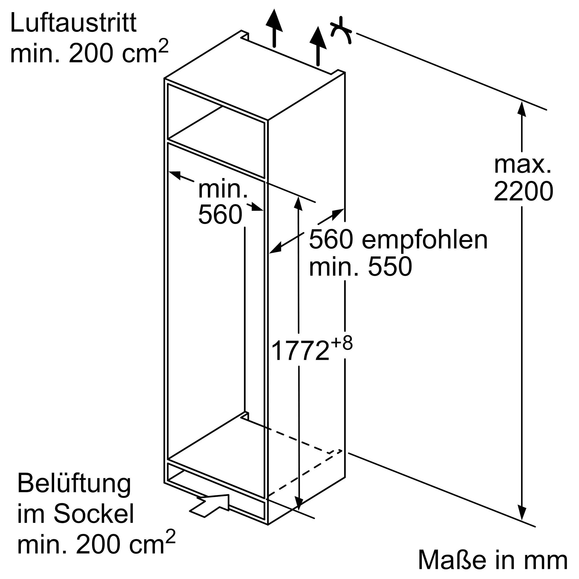 CONSTRUCTA CK282NSE0 Einbau-Kühlschrank mit Gefrierfach XXL-Frischlade LED SuperKühlen