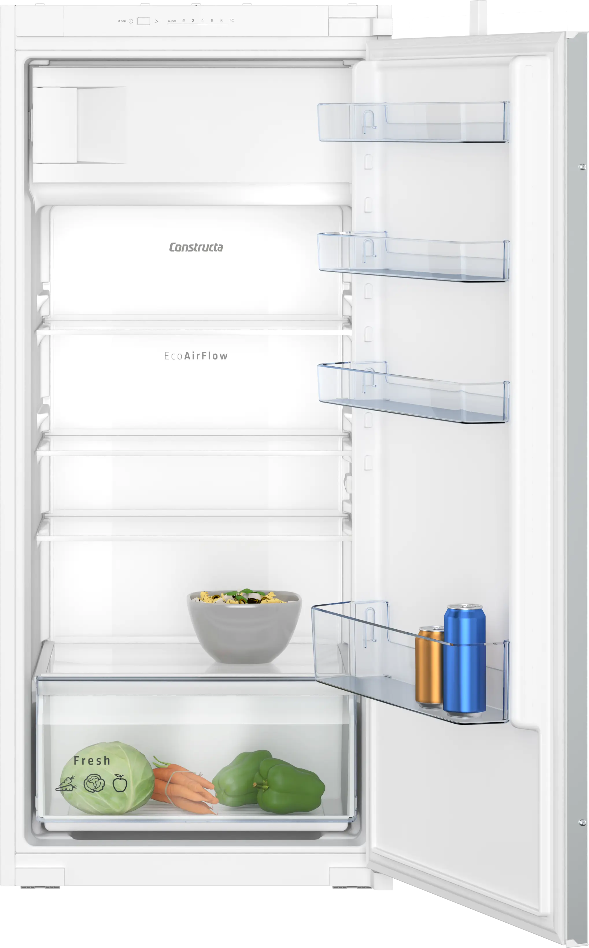 CONSTRUCTA CK242NSE0 Einbau-Kühlschrank mit Gefrierfach LED-Touch EcoAirFlow