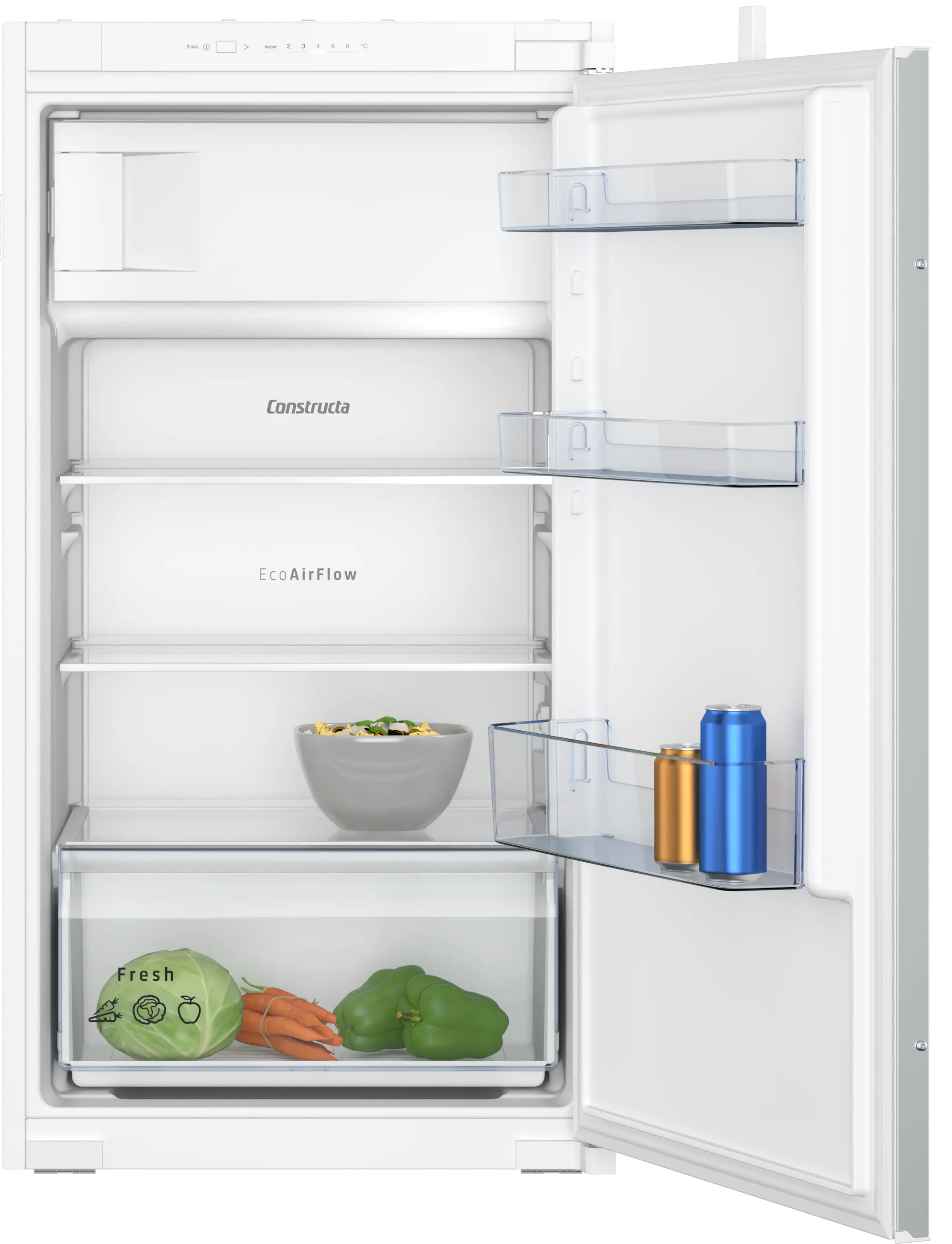 CONSTRUCTA CK232NSE0 Einbaukühlschrank mit Gefrierfach LED weiß 102×54×55cm