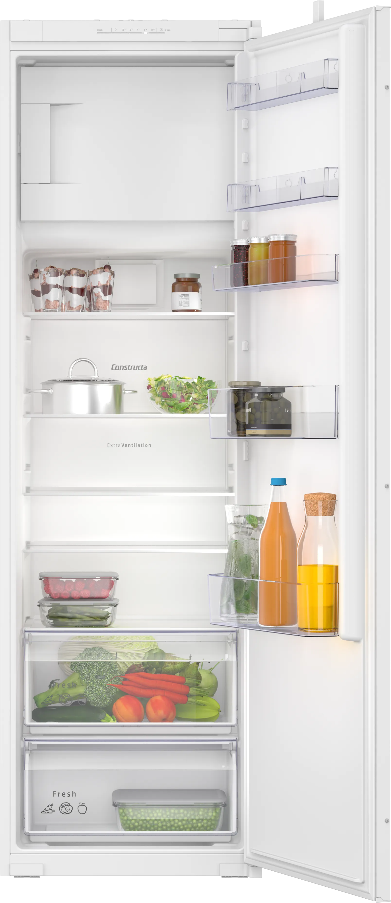 CONSTRUCTA CK282NSE0 Einbau-Kühlschrank mit Gefrierfach XXL-Frischlade LED SuperKühlen