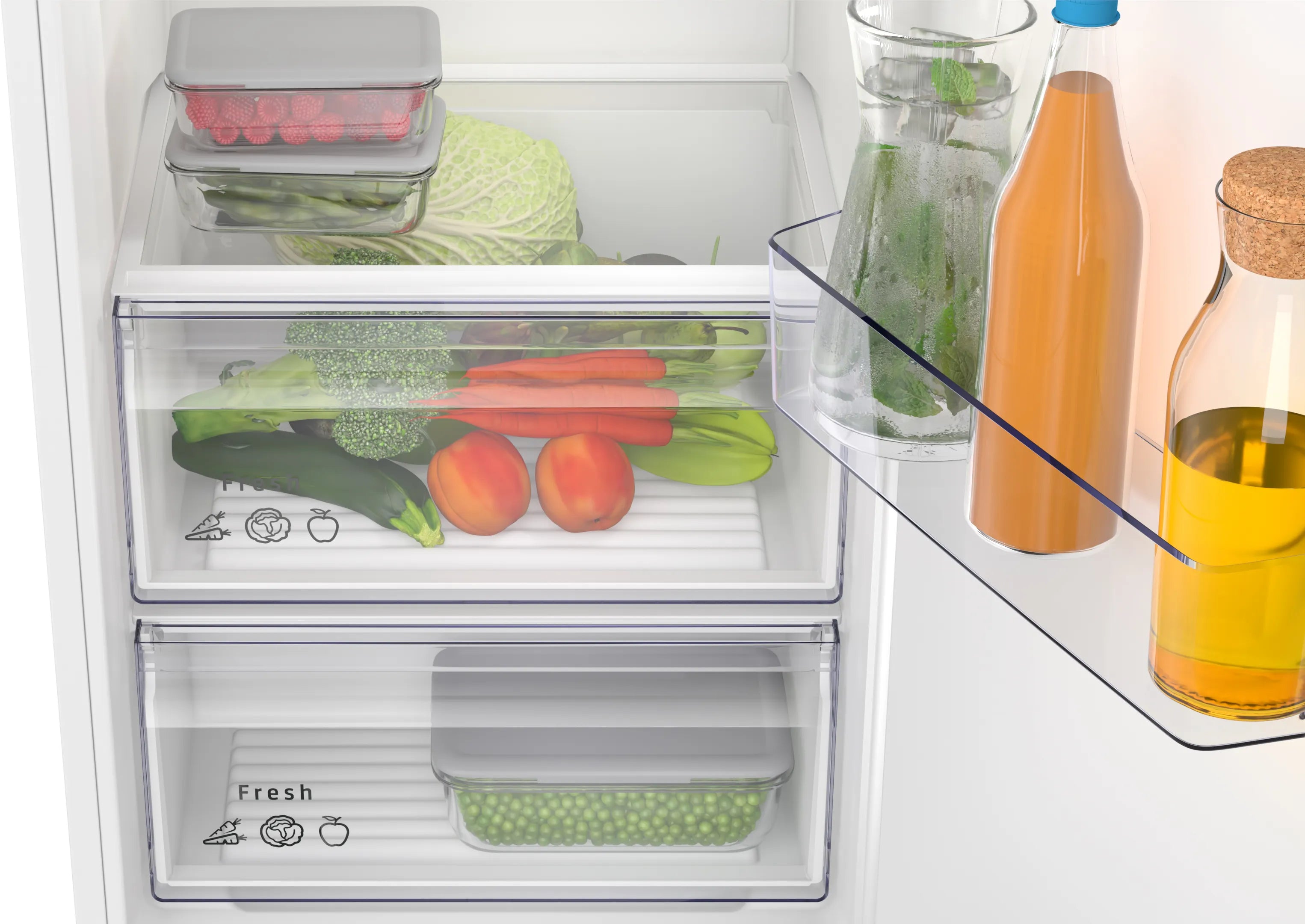 CONSTRUCTA CK282NSE0 Einbau-Kühlschrank mit Gefrierfach XXL-Frischlade LED SuperKühlen