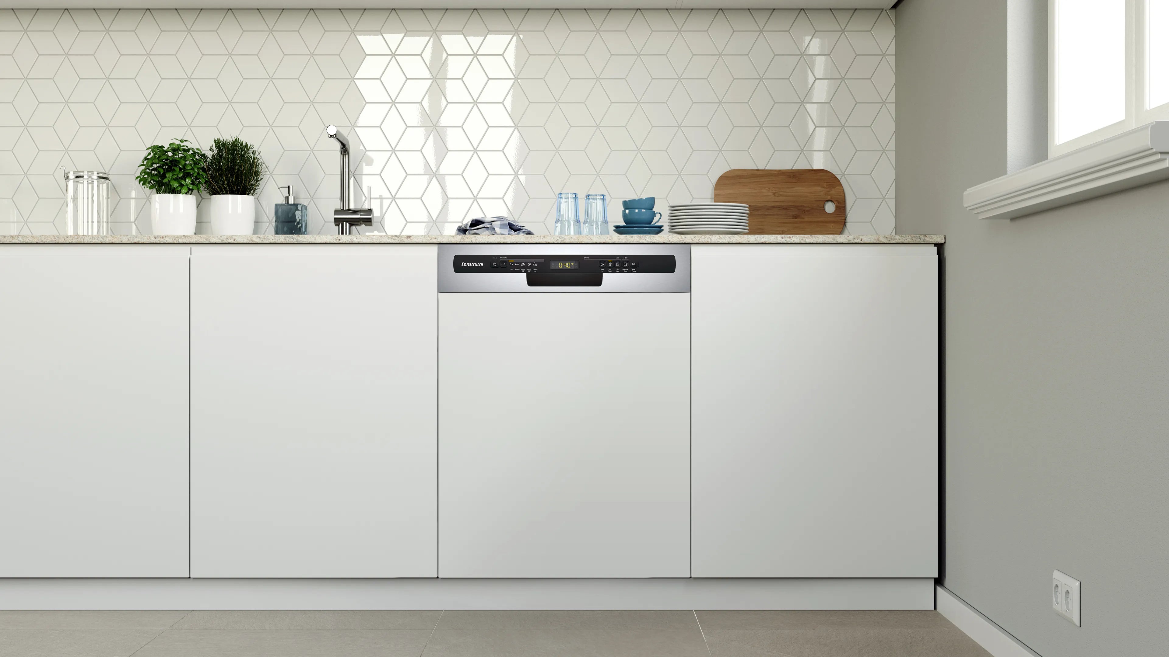 CONSTRUCTA CG5IS03ITE Teilintegrierter Geschirrspüler 60 cm gebürsteter Stahl Home