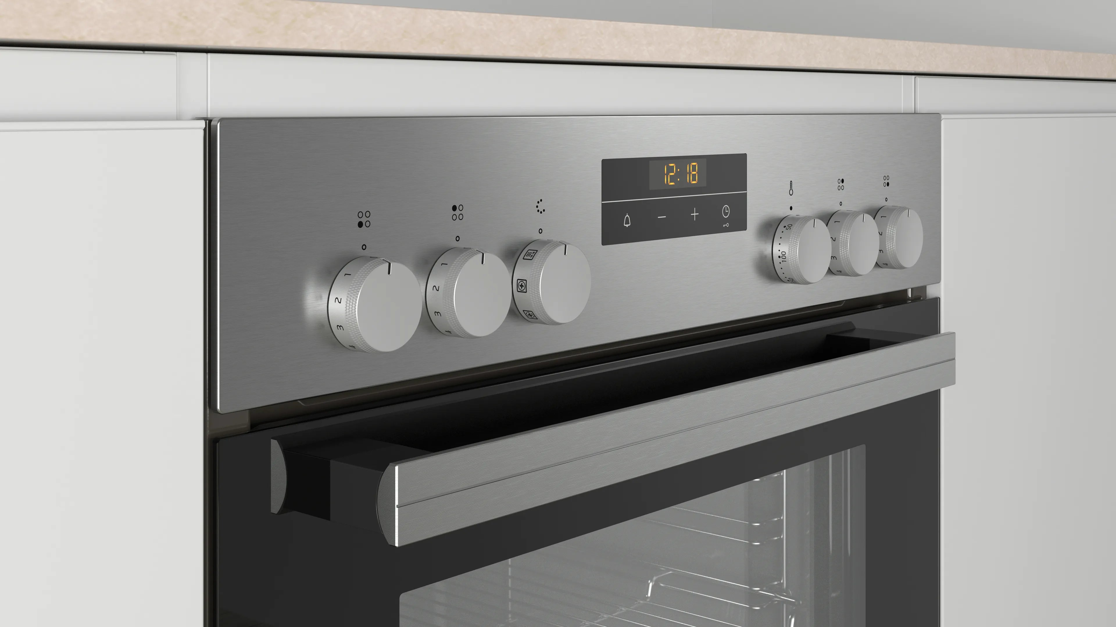 CONSTRUCTA CX3HS603 Einbau-Herd-Set Backofen mit Elektro-Kochfeld, fugenlose Tür
