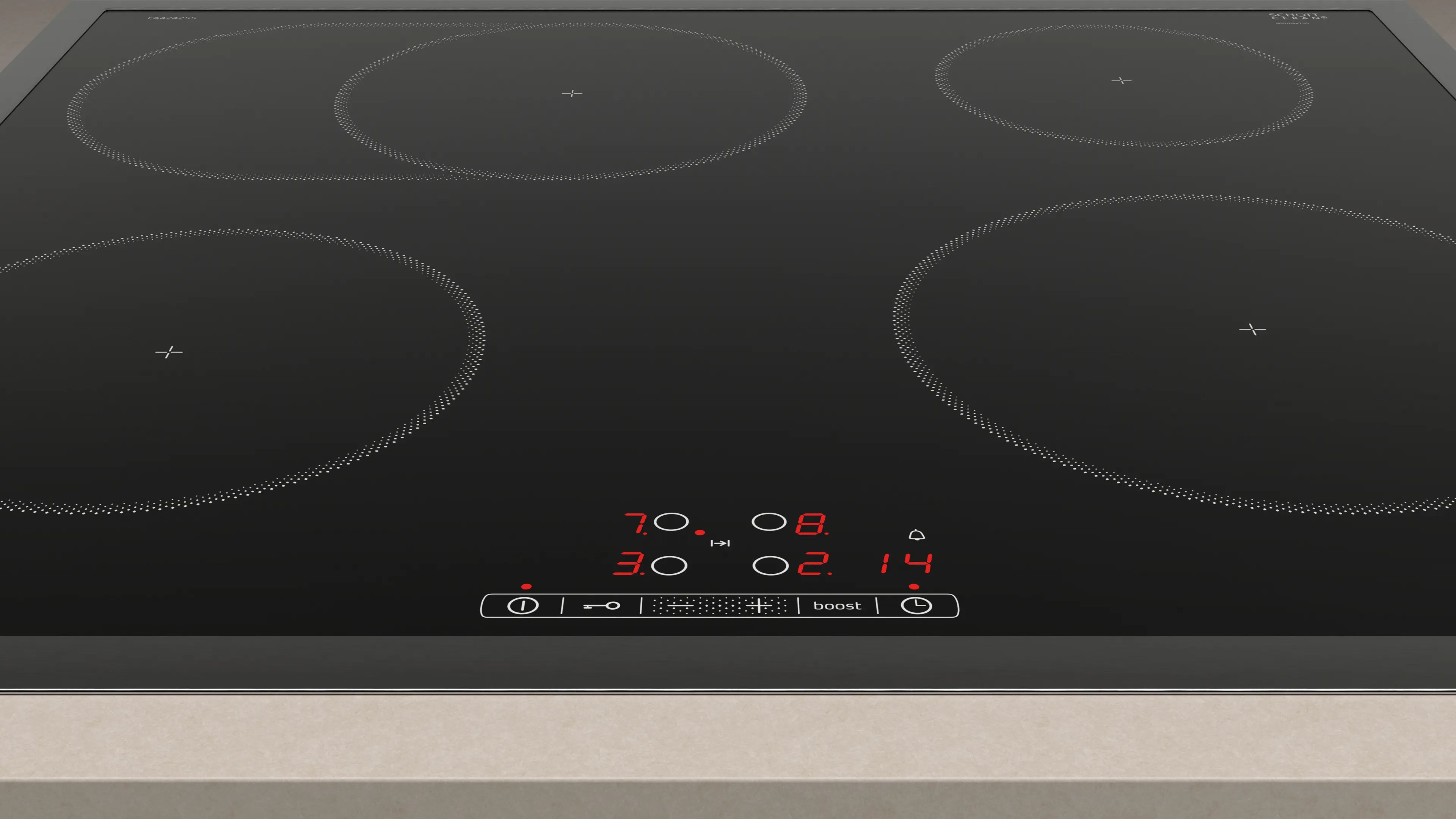 CONSTRUCTA CA424255 Edelstahl Induktionskochfeld mit 4 Zonen Bräterzone PowerBoost