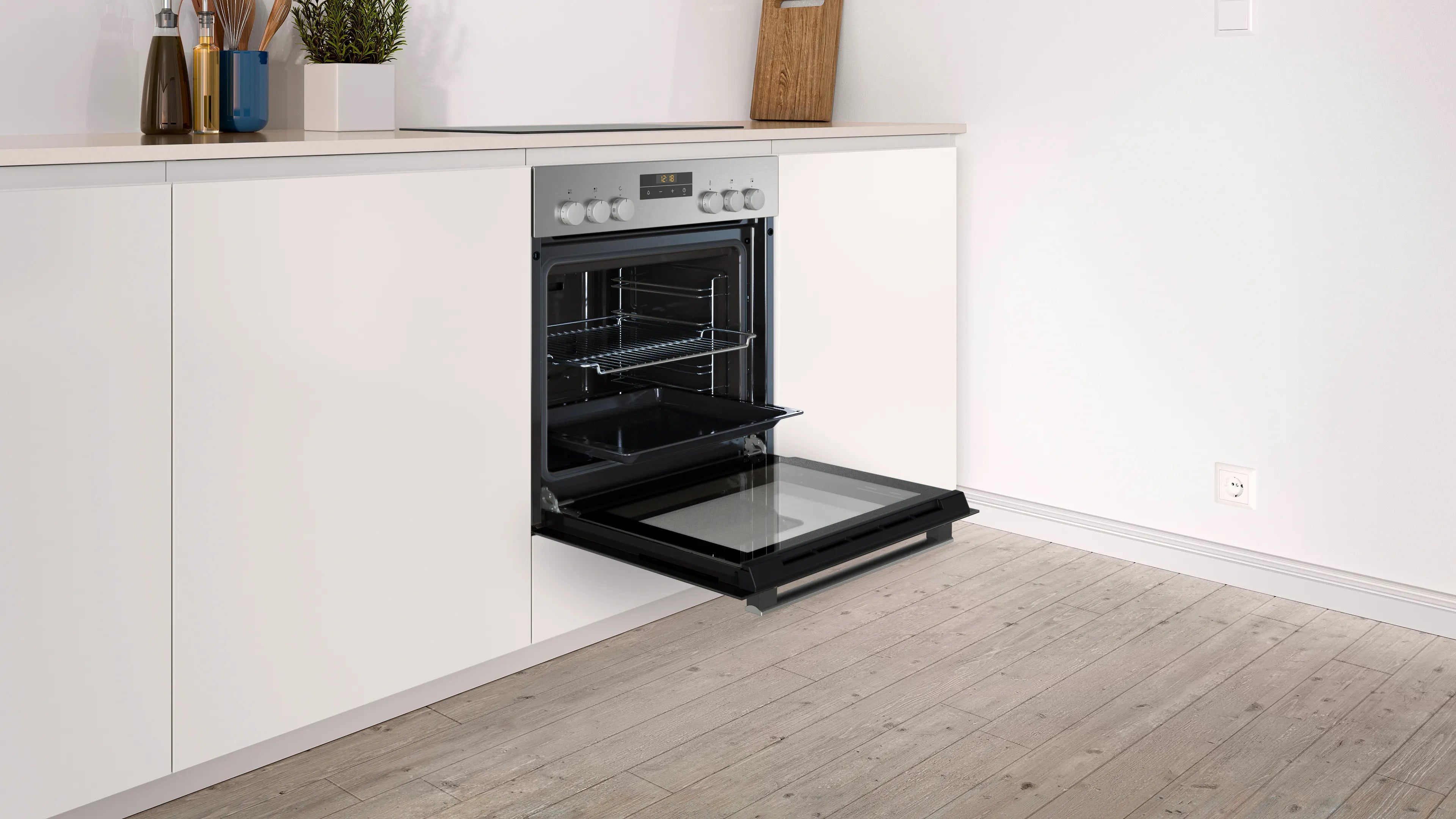 CONSTRUCTA CX3HS603 Einbau-Herd-Set Backofen mit Elektro-Kochfeld, fugenlose Tür