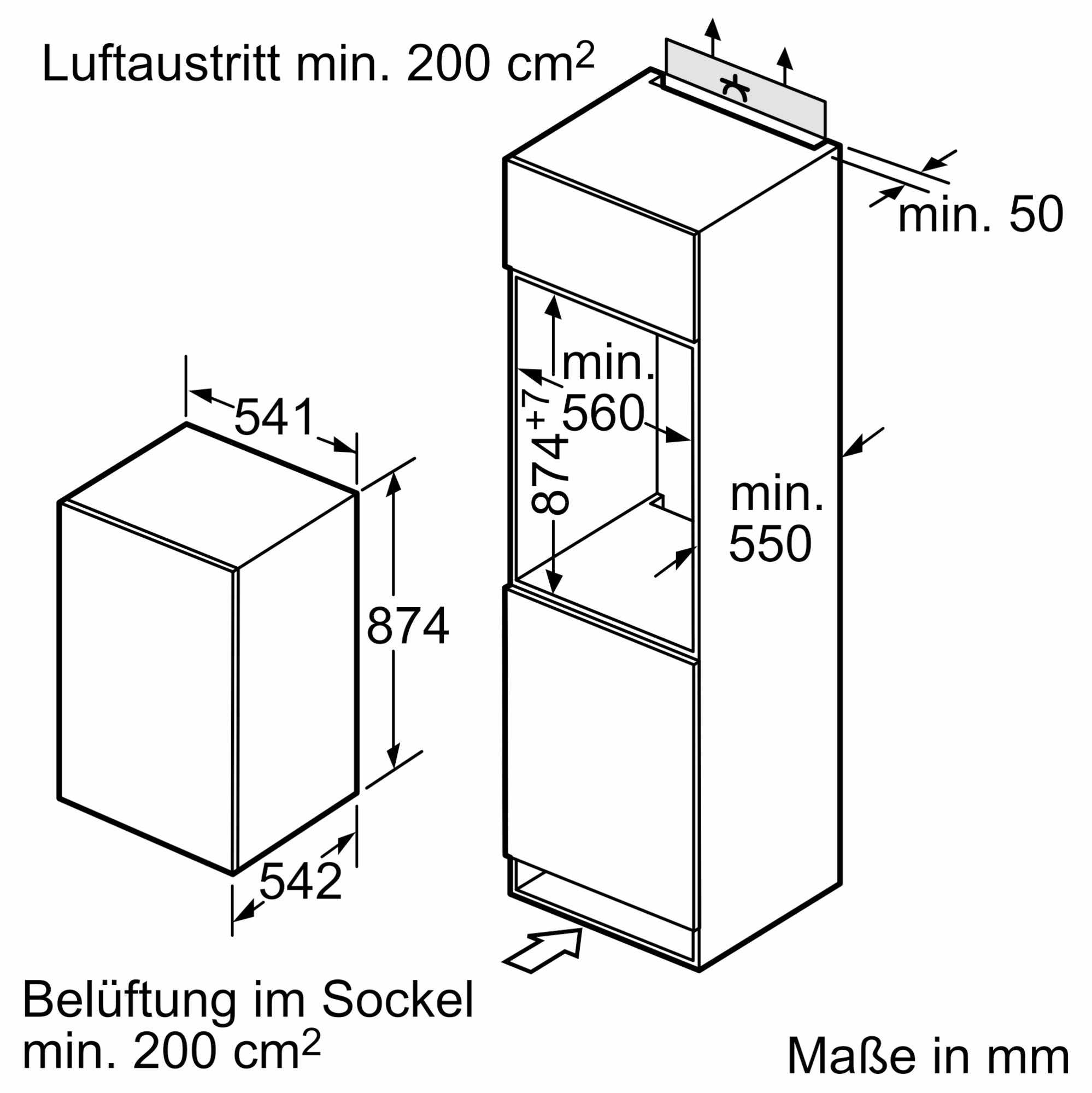 Constructa CK202VFD0, Unterbau-Kühlschrank