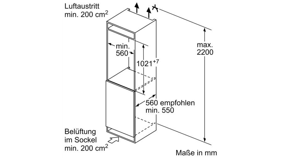 Constructa CK232NSE0, Kühlschrank mit Gefrierfach integrierbar, 102,5 cm hoch